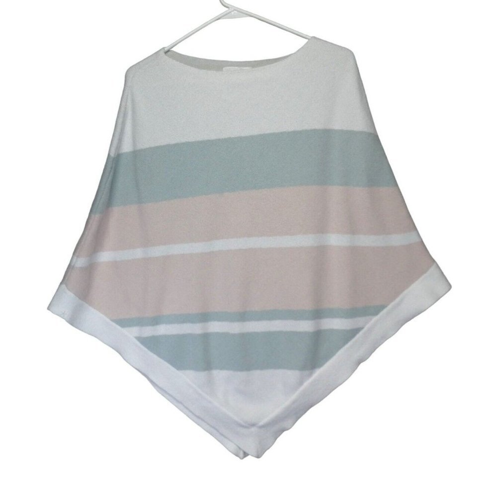 Barefoot Dreams Striped Poncho Cape CozyChic Ultra Lite ONE SIZE Pastel neutrals